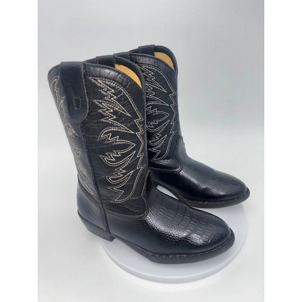 SMARTFIT Black Cowboy Boots Western Cowgirl Kid Croc Crocodile Toddler Little 13